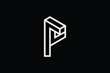 Minimal Innovative 3D Initial P logo and PP logo. Letter P PP creative elegant Monogram. Premium Business logo icon. White color on black background