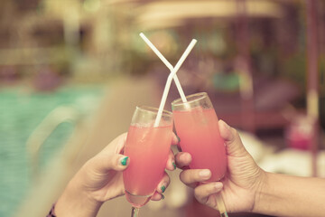 Cocktail party at the pool for celebration meeting