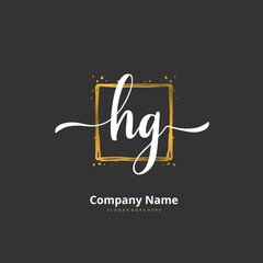 H G HG Initial handwriting and signature logo design with circle. Beautiful design handwritten logo for fashion, team, wedding, luxury logo.
