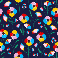 Fototapeta na wymiar Colorful Floral Seamless Pattern
