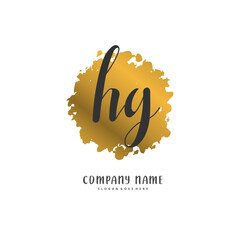 H G HG Initial handwriting and signature logo design with circle. Beautiful design handwritten logo for fashion, team, wedding, luxury logo.