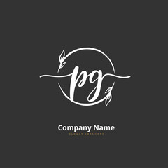 P G PG Initial handwriting and signature logo design with circle. Beautiful design handwritten logo for fashion, team, wedding, luxury logo.