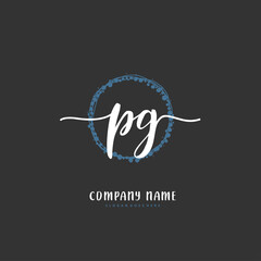 P G PG Initial handwriting and signature logo design with circle. Beautiful design handwritten logo for fashion, team, wedding, luxury logo.