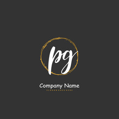 P G PG Initial handwriting and signature logo design with circle. Beautiful design handwritten logo for fashion, team, wedding, luxury logo.