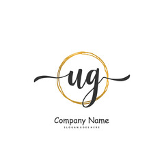 Fototapeta premium U G UG Initial handwriting and signature logo design with circle. Beautiful design handwritten logo for fashion, team, wedding, luxury logo.