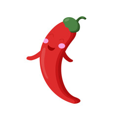 Cute hot pepper of bright red color. Vegetable character isolated on a white background.