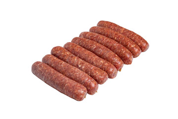 Raw beef sausage in white background