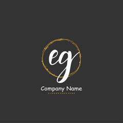 E G EG Initial handwriting and signature logo design with circle. Beautiful design handwritten logo for fashion, team, wedding, luxury logo.