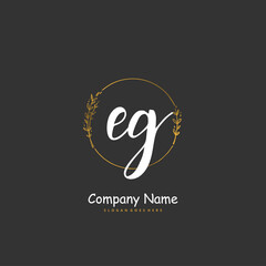 E G EG Initial handwriting and signature logo design with circle. Beautiful design handwritten logo for fashion, team, wedding, luxury logo.