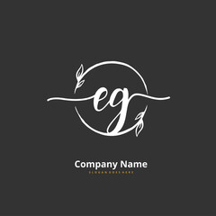 E G EG Initial handwriting and signature logo design with circle. Beautiful design handwritten logo for fashion, team, wedding, luxury logo.