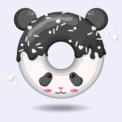 Glazed cute doughnut animal. Isolated donuts with glaze and bite, eaten chocolate icing fritters or caramel circle doughnuts