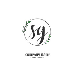 S G SG Initial handwriting and signature logo design with circle. Beautiful design handwritten logo for fashion, team, wedding, luxury logo.
