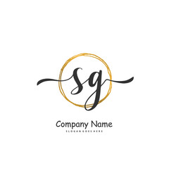 S G SG Initial handwriting and signature logo design with circle. Beautiful design handwritten logo for fashion, team, wedding, luxury logo.