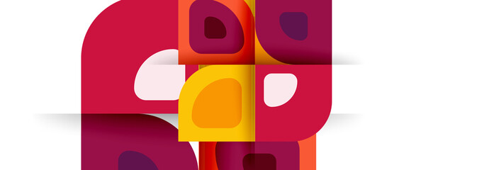 Set of vector modern geometric abstract backgrounds with repeating abstract round shapes patterns and shadow effects