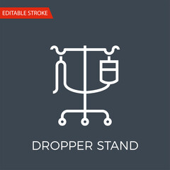 Dropper Stand Thin Line Vector Icon. Flat Icon Isolated on the Black Background. Editable Stroke EPS file. Vector illustration.