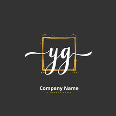 Y G YG Initial handwriting and signature logo design with circle. Beautiful design handwritten logo for fashion, team, wedding, luxury logo.