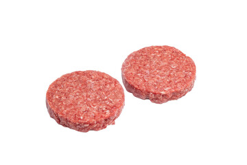 Raw beef burger meat in white background