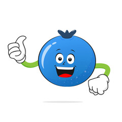 The Blueberries character smiles raising a thumb on a white background -vector