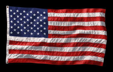 Obraz premium American flag waving in the wind isolated on black background. 3D