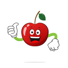 The Cherry character smiles raising a thumb on a white background -vector