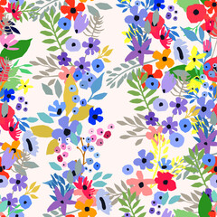 Seamless pattern. Vector floral design with wildflowers. Romantic background