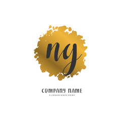 N G NG Initial handwriting and signature logo design with circle. Beautiful design handwritten logo for fashion, team, wedding, luxury logo.