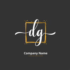 D G DG Initial handwriting and signature logo design with circle. Beautiful design handwritten logo for fashion, team, wedding, luxury logo.