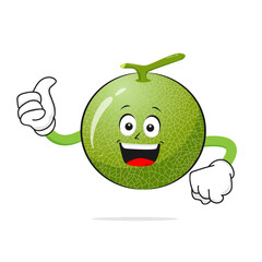 The Melon character smiles raising a thumb on a white background -vector