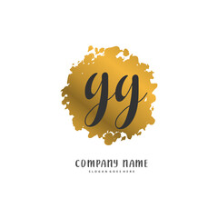 G GG Initial handwriting and signature logo design with circle. Beautiful design handwritten logo for fashion, team, wedding, luxury logo.
