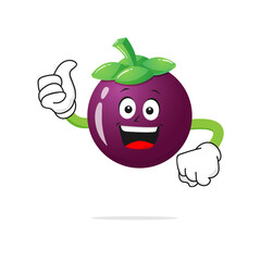 The mangosteen character smiles raising a thumb on a white background -vector
