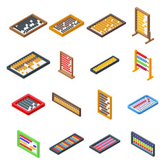 Abacus icons set. Isometric set of abacus vector icons for web design isolated on white background