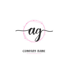 A G AG Initial handwriting and signature logo design with circle. Beautiful design handwritten logo for fashion, team, wedding, luxury logo.