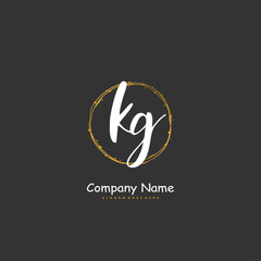 K G KG Initial handwriting and signature logo design with circle. Beautiful design handwritten logo for fashion, team, wedding, luxury logo.