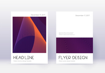 Fototapeta premium Minimal cover design template set. Violet abstract