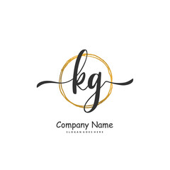 K G KG Initial handwriting and signature logo design with circle. Beautiful design handwritten logo for fashion, team, wedding, luxury logo.