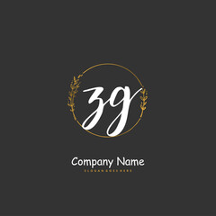 Z G ZG Initial handwriting and signature logo design with circle. Beautiful design handwritten logo for fashion, team, wedding, luxury logo.