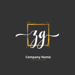 Z G ZG Initial handwriting and signature logo design with circle. Beautiful design handwritten logo for fashion, team, wedding, luxury logo.