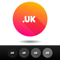 Domain UK sign buttons. 5 Icons top-level internet domain symbols.
