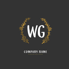 W G WG Initial handwriting and signature logo design with circle. Beautiful design handwritten logo for fashion, team, wedding, luxury logo.