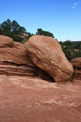 Garden of the Gods with blue sky in Colorado Springs USA.