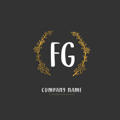F G FG Initial handwriting and signature logo design with circle. Beautiful design handwritten logo for fashion, team, wedding, luxury logo.