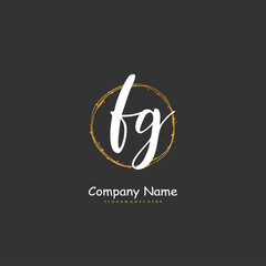 F G FG Initial handwriting and signature logo design with circle. Beautiful design handwritten logo for fashion, team, wedding, luxury logo.