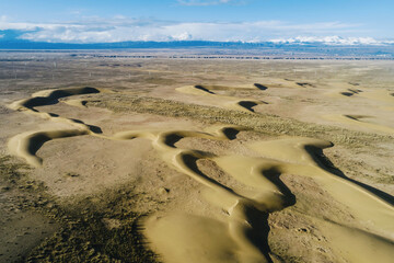 aerial view of dry land in Qinghai, China