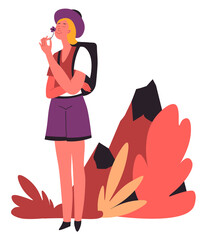 Introvert traveling alone, woman enjoying nature and mountains