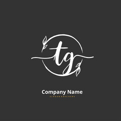 T G TG Initial handwriting and signature logo design with circle. Beautiful design handwritten logo for fashion, team, wedding, luxury logo.