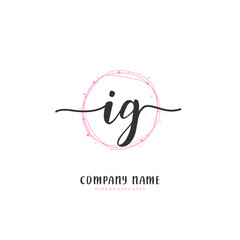 I G IG Initial handwriting and signature logo design with circle. Beautiful design handwritten logo for fashion, team, wedding, luxury logo.