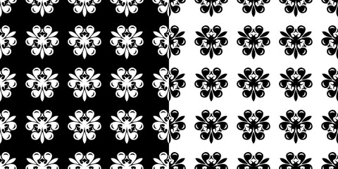 Floral seamless set of patterns. Black and white backgrounds