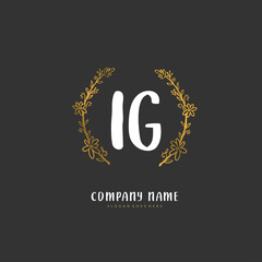 I G IG Initial handwriting and signature logo design with circle. Beautiful design handwritten logo for fashion, team, wedding, luxury logo.
