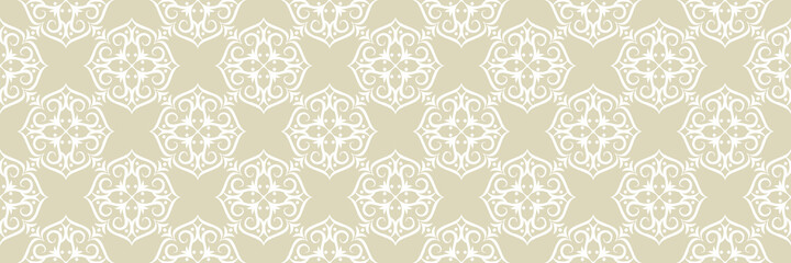 Floral seamless pattern. White on olive green background
