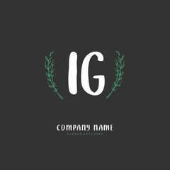 I G IG Initial handwriting and signature logo design with circle. Beautiful design handwritten logo for fashion, team, wedding, luxury logo.